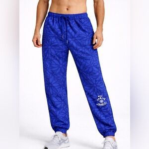 Vic Garcia World Blue Flower Print‎ Joggers track pants men’s size Medium NWT